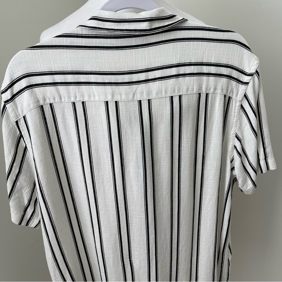 Zara Linen Blend Striped Button Down Shirt Size Large - Picture 5 of 6